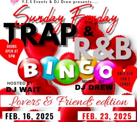 Lovers & Friends Trap and R&B Music Bingo (Two Dates), Spartanburg, SC ...
