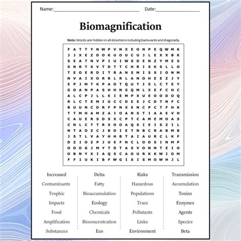 Biomagnification Word Search Puzzle Worksheet Activity PDF ...