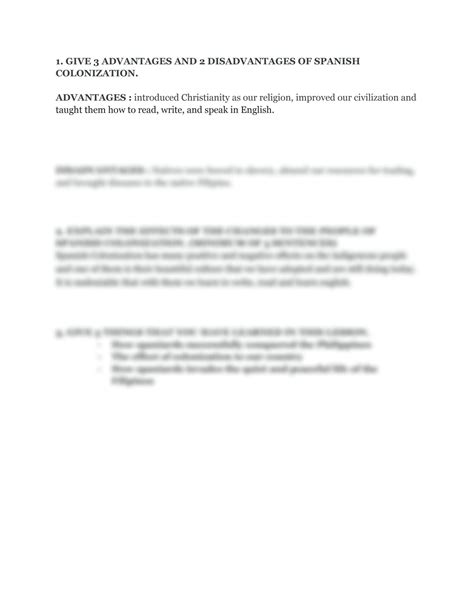 SOLUTION: Advantages and 2 disadvantages of spanish colonization ...