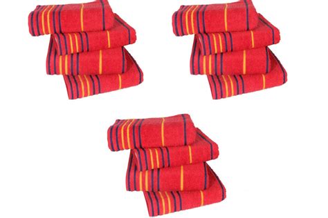 AKIN Premium Red Cotton 550 GSM Hand Towels Set of 12 (Length=24, Width ...