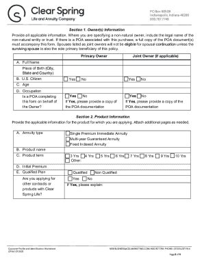 Clear Spring Customer Profile And Identification Worksheet 2022-2026 ...