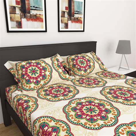 Buy Corsica Elegant Microfibre Printed 3Pcs Queen Bedsheet Set from ...