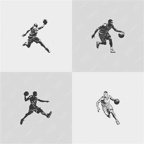 Premium Vector | Basketball player silhouette nba sports game vector set design