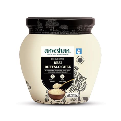 Anveshan A2 Desi Buffalo Ghee 500ML | Glass Jar | Bilona Ghee | Grass ...