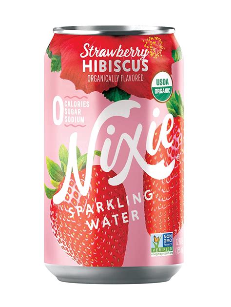 Nixie Sparkling Water, Strawberry Hibiscus,12 fl oz cans, 24 Pack ...