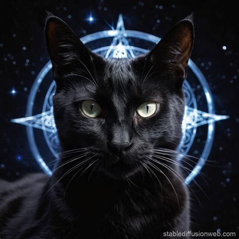 void walker cat in cosmic ritual a sleek black cat with fur like a ...