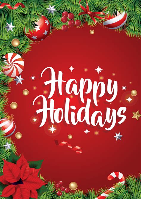 Holidays Greeting Card for Winter Happy Holidays. Fir-tree Branches frame with Lettering. 3d ...