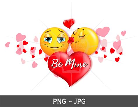 Emojis PNG, Valentine Emojis PNG, Emoji Kiss, Emoji Be Mine, Digital File - Etsy
