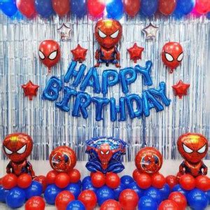 Anayatech HAPPY BIRTHDAY PARTY DECORATION SET WITH FOIL SPIDERMAN ...