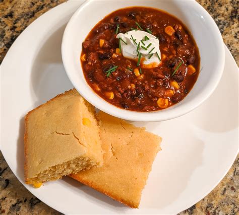 Homemade traditional chili with *slightly* sweetened cornbread : r/Celiac