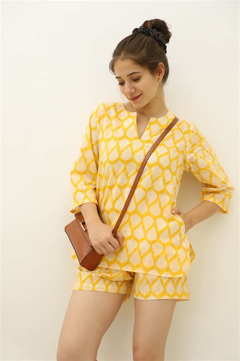 Classic Yellow Hand Block | Co-ord Sets| Summer Dress for women ...