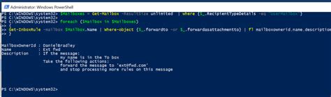 PowerShell Mail Forwarding Rules 的图像结果
