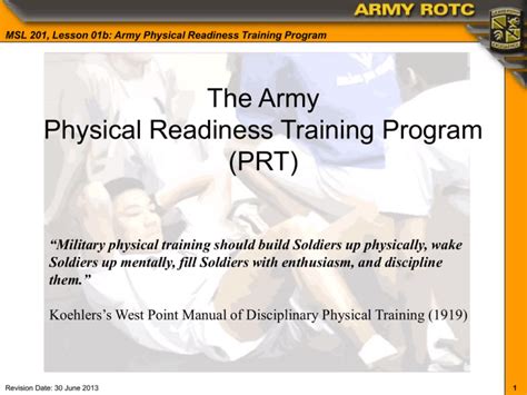 MSL 201, Lesson 01b: Army Physical Readiness Training Program