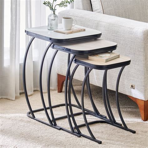 Buy Helios Remi Nest of 3 Table - Grey from Helios by Home Centre at ...