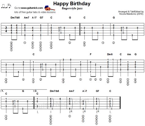 Fingerstyle Tabs Happy Birthday at Jake Congreve blog