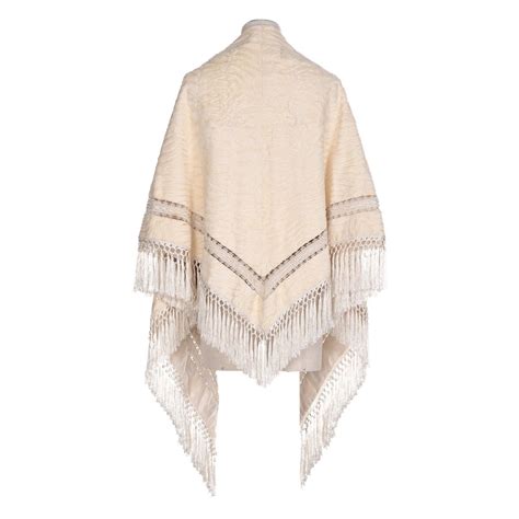 1960s Ivory Cream Fringe and Passementerie Broadtail Lamb Fur Stole ...