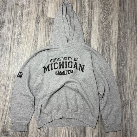 university of michigan hoodie (size s) grey college... | Depop