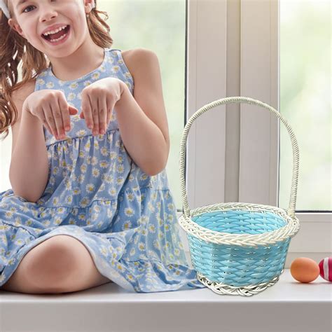 Easter Plastic Wicker Egg Basket, Blue - Mini Easter Baskets for Crafts ...