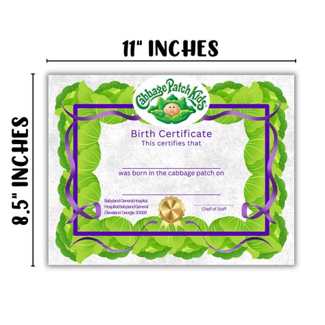 Cabbage Patch Kid Birth Certificate Printable - Kids Printables