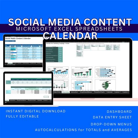 Social Media Calendar Excel for Social Planning SMM Template Social ...