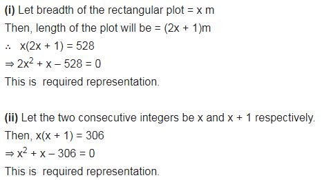 Represent the following situations in the form of quadratic equations ...