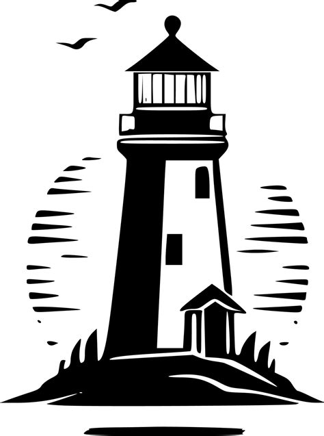Lighthouse - Black and White Isolated Icon - Vector illustration ...
