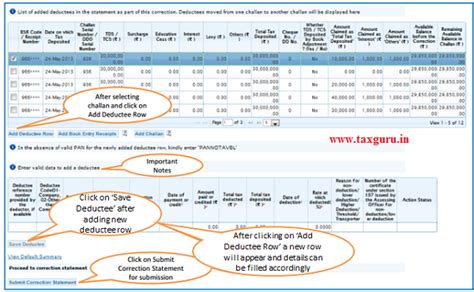 Online Correction -Add / Modify Deductee Detail on TRACES portal