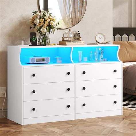 Amazon.com: Alohappy 9 Drawer Dresser with Charging Station and LED ...