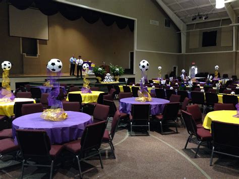 These are beautiful centerpieces made for our soccer banquet. They are ...