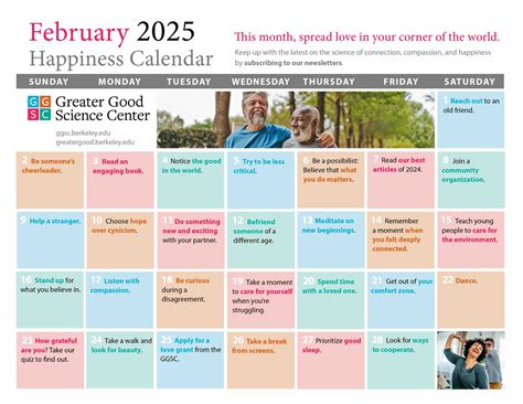 Your Happiness Calendar for February 2025