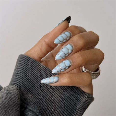 Blue And Silver Nails