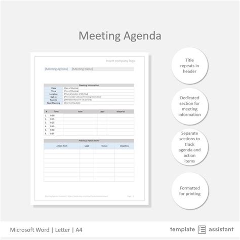 Buy Meeting Agenda | Business Template | Digital Download Online in ...