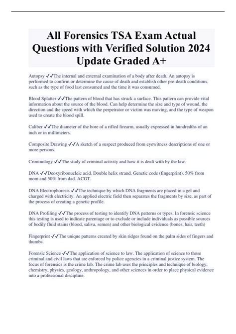 All Forensics TSA Exam Actual Questions with Verified Solution 2024 ...