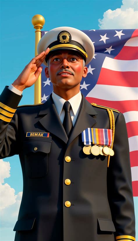 Navy officer saluting in front of the american flag | AI-generated image