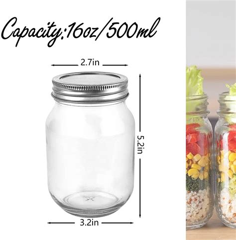 Round 16 oz Mason Jars Canning Jar with Silver Air... – Grandado