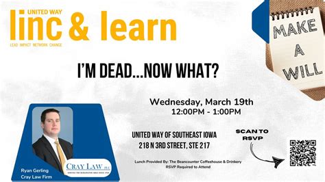 LINC & Learn: Im Dead, Now What?, 218 N 3rd Street, Ste 217, Burlington ...