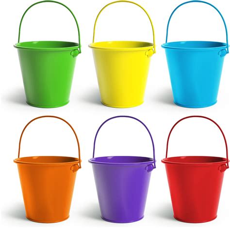 Amazon.com: Colorlaza Small Metal Buckets with Handle 6 Pcs ...