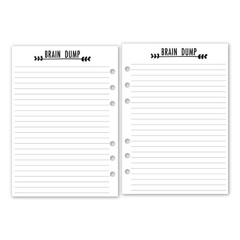 A5 Brain Dump Planner Refill, 5.83 x 8.27 inches, Ring Binder Insert ...