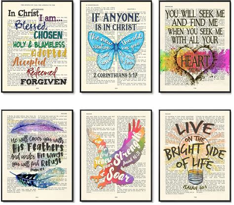Set of 6 - Colorful Christian Bible Verse Page Art | Ubuy India