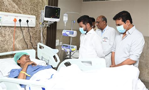 Revanth Reddy, ministers visit KCR at Hospital, wish for a speedy recovery
