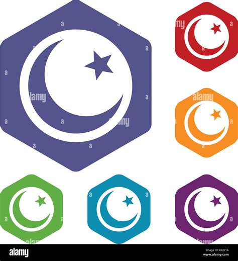Crescent and star icons set Stock Vector Image & Art - Alamy