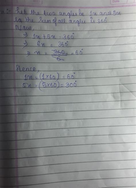 two adjecent angle of parllalelogram are in the ratiob1:5 all angles ...