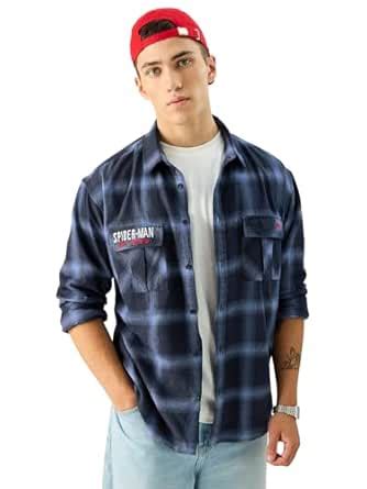The Souled Store Official Spider-Man: Plaid Power Men and Boys Long ...