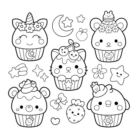 Easy Printable Kawaii Cute Coloring Pages