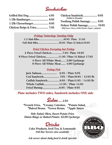 Mr BBQ at Mystic Oak Golf Course menu in Waterloo, Illinois, USA