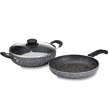 Buy Amazon Brand - Solimo Aluminium 3 Piece Non-Stick Cookware Set ...