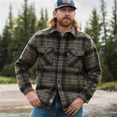 Mens Wool Shirt Jacket | Buffalo Jackson | Timber Moss Plaid