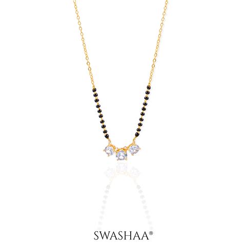 Esha Solitaire 14K Gold Plated Mangalsutra – Swashaa