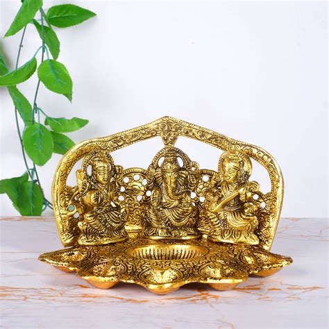 Laxmi Ganesh Saraswati Idol Oil Lamp – Pooja Sarathi