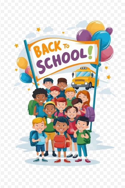 A poster for back to school with a group of children holding a sign ...